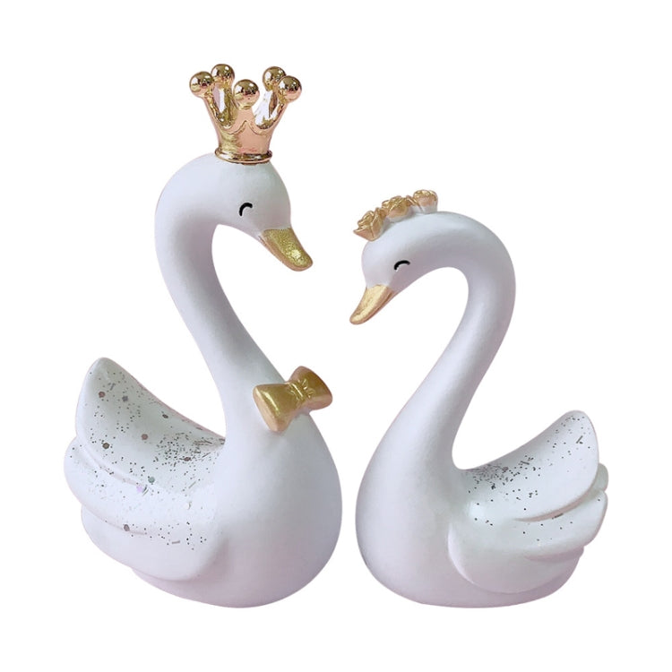 2pcs /Pair Swan Resin Car Decoration Birthday Cake Tanabata Valentine Day Decoration, Color Classification: Large White - Ornaments by PMC Jewellery | Online Shopping South Africa | PMC Jewellery