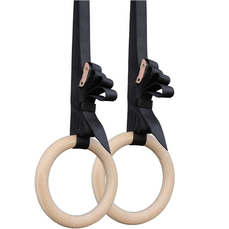 with 2.8cm Webbing 1 Pair Adult Fitness Gymnastics Training Wooden Rings Indoor Fitness Equipment, Thickness:32mm - Sporting goods by PMC Jewellery | Online Shopping South Africa | PMC Jewellery