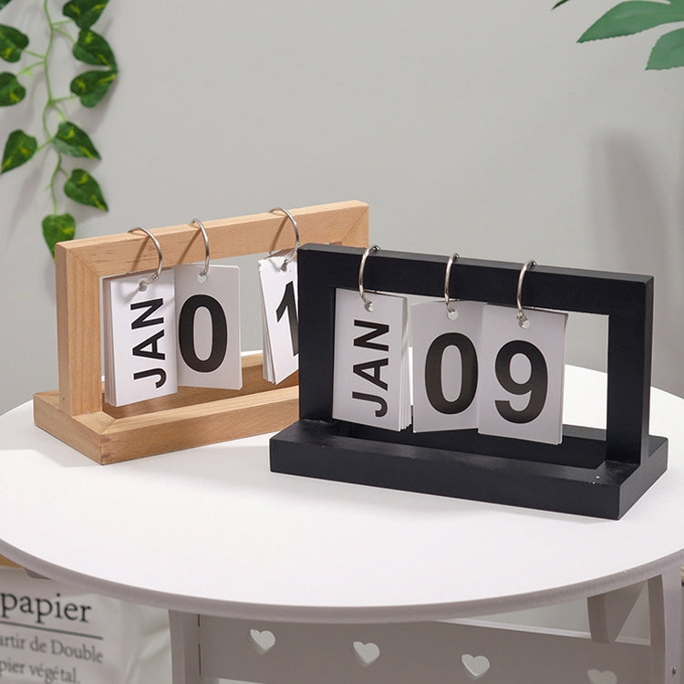 Wooden Flipping Calendar Simple Home Desktop Small Ornaments Study Desk Calendar(Black) - Desktop Ornaments by PMC Jewellery | Online Shopping South Africa | PMC Jewellery