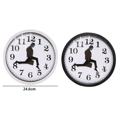 Walking Clock Businessman Briefcase Glass Wall Clock Personality Clock Decoration Round Clock(White) - Wall Clock by PMC Jewellery | Online Shopping South Africa | PMC Jewellery