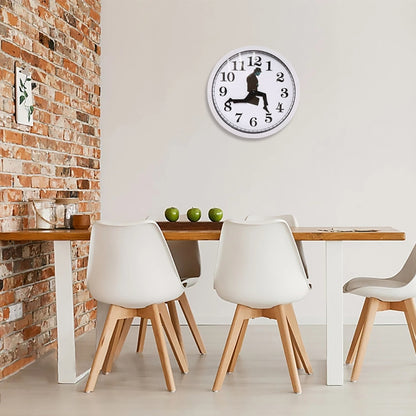 Walking Clock Businessman Briefcase Glass Wall Clock Personality Clock Decoration Round Clock(White) - Wall Clock by PMC Jewellery | Online Shopping South Africa | PMC Jewellery