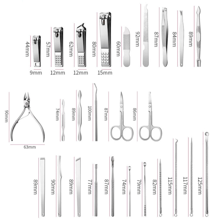 26 In 1  Pink  Nail Clipper Set Manicure Set Stainless Steel Nail Clipper Manicure Tool - free shipping - PMC TechLife - Order now!