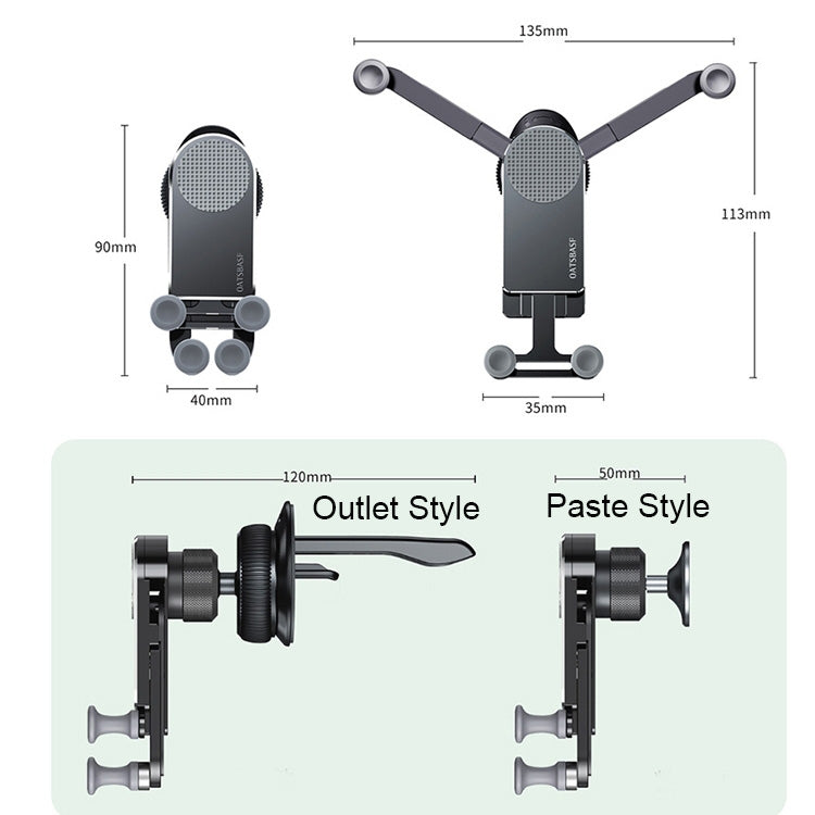 Oatsbasf Car Gravity Metal Bracket Scalable and Stable Mobile Phone Bracket Folding Screen Mobile Phone Exclusive Car Bracket(Outlet Black) - Car Holders by Oatsbasf | Online Shopping South Africa | PMC Jewellery