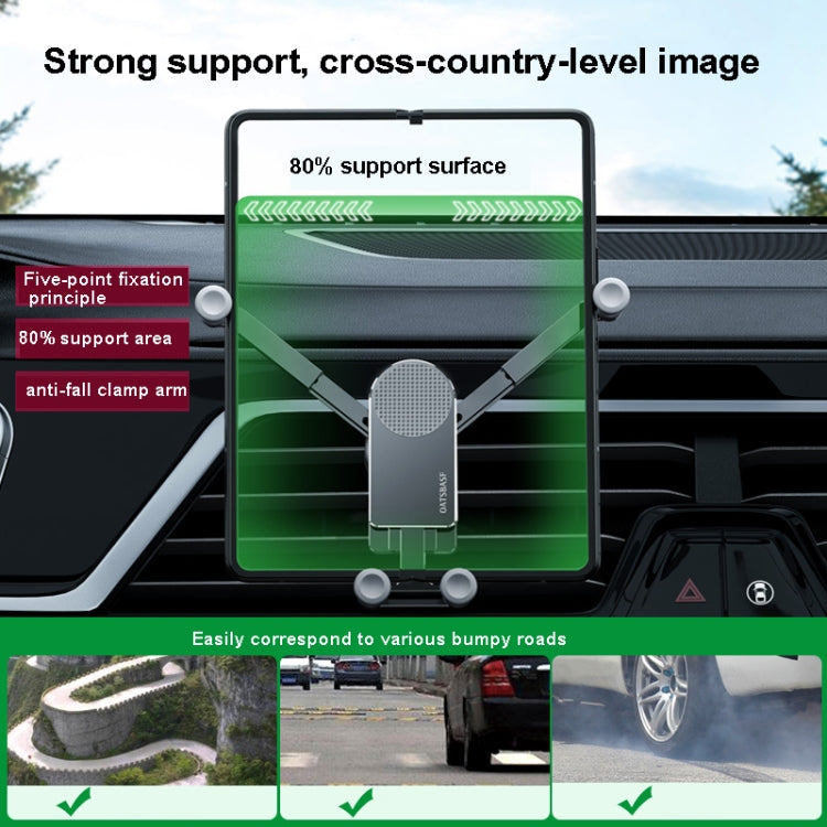 Oatsbasf Car Gravity Metal Bracket Scalable and Stable Mobile Phone Bracket Folding Screen Mobile Phone Exclusive Car Bracket(Paste Black) - Universal Car Holders by Oatsbasf | Online Shopping South Africa | PMC TechLife | Buy Now Pay Later Mobicred