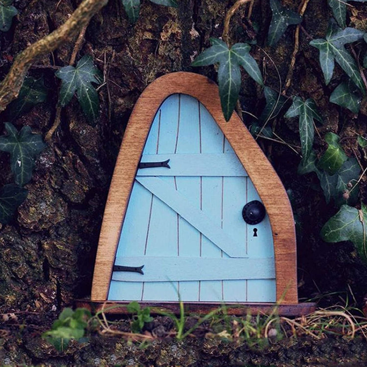 Courtyard Wooden Miniature Fairy Dwarf Door Tree Decoration(Oval Door (Blue)) - Yard & Garden Decor by PMC Jewellery | Online Shopping South Africa | PMC Jewellery