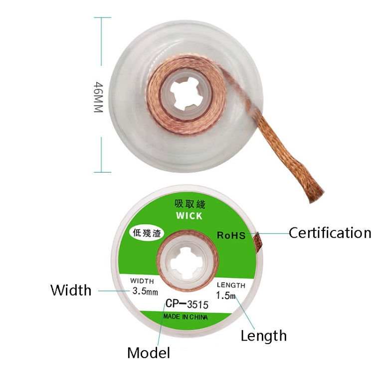 4 PCS Silk Wire Deficiency Tin With Low Residue Strip BGA To Remove Tin Welding Strip Electronic Maintenance Welding Material, Model: CP-3015 3.0mm x 1.5m - free shipping - PMC TechLife - Order now!