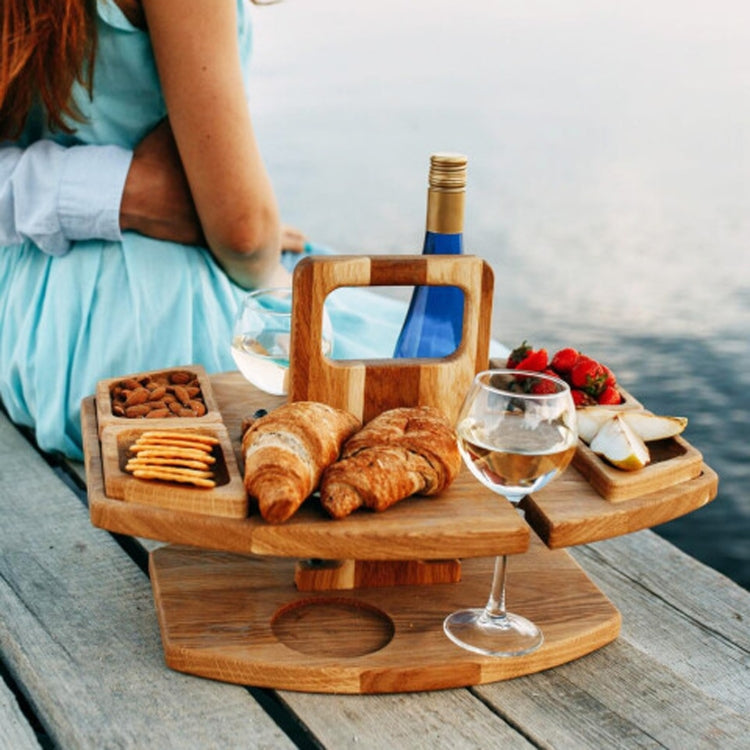 Portable Picnic Wooden Wine Glass Holder Detachable Wine Table(Wood Color) - Outdoor Folding Tables by PMC TechLife | Online Shopping South Africa | PMC TechLife