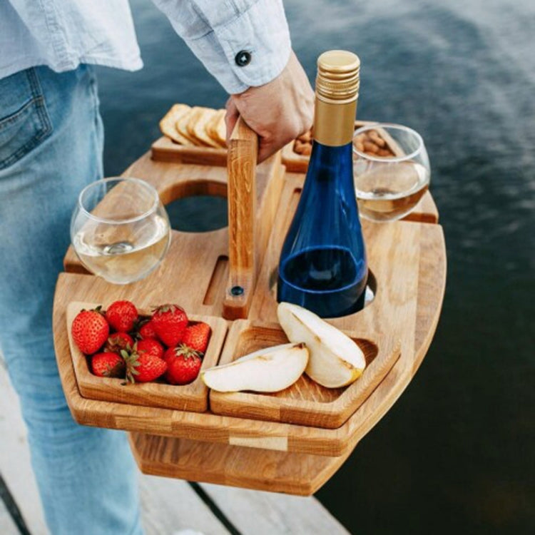 Portable Picnic Wooden Wine Glass Holder Detachable Wine Table(Wood Color) - Outdoor Folding Tables by PMC Jewellery | Online Shopping South Africa | PMC Jewellery