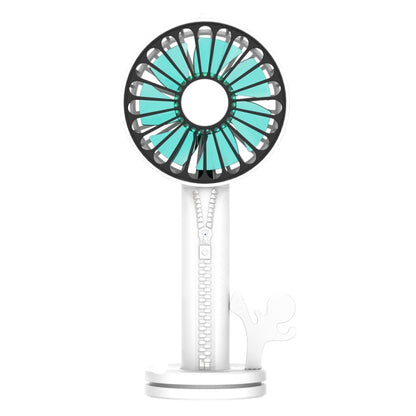 Zipper Fan USB Mini Handheld Fan Portable with Stand Base(Lvory White) - Electric Fans by PMC Jewellery | Online Shopping South Africa | PMC Jewellery