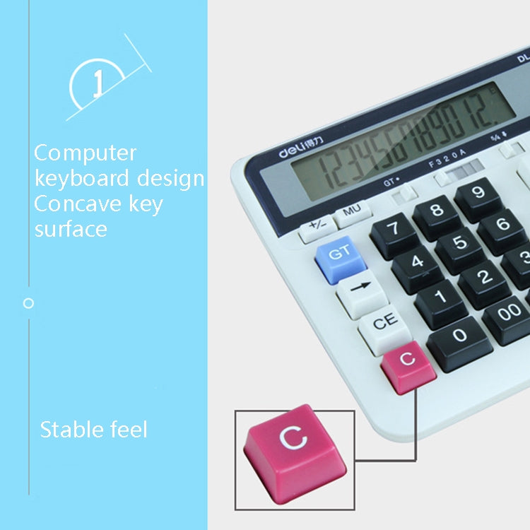 Deli 2135 Computer Keyboard Calculator Big Button Bank Office Finance Accounting Solar Calculator(White) - Calculator by Deli | Online Shopping South Africa | PMC Jewellery