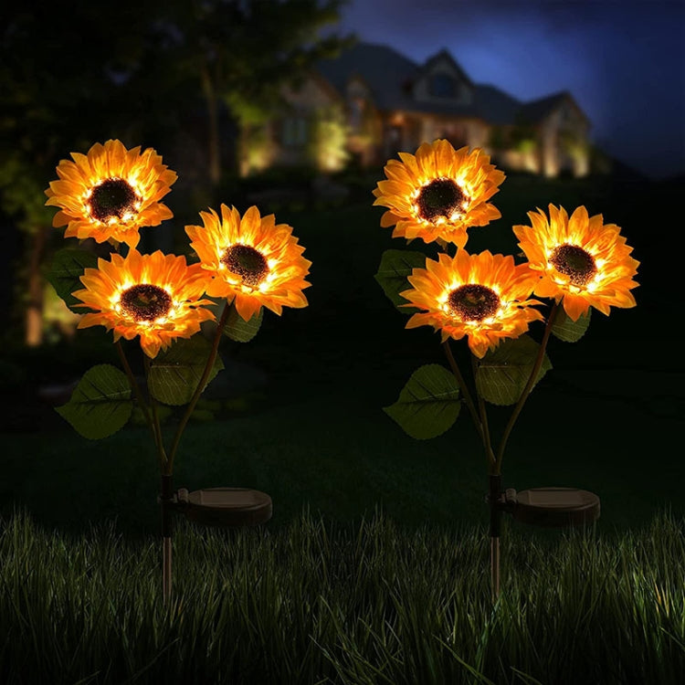 Solar Sunflower Decoration Light LED Garden Lawn Landscape Light, Specification: Three Heads - With Solar Panel by PMC Jewellery | Online Shopping South Africa | PMC Jewellery