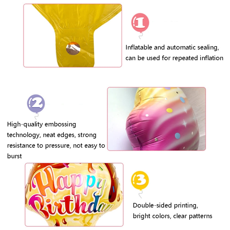 10 PCS 5050 Large Ice Cream Aluminum Balloon Children Birthday Party Atmosphere Decorative Balloon, Specification: Gradient Rainbow Ice Cream - Balloons by PMC Jewellery | Online Shopping South Africa | PMC Jewellery