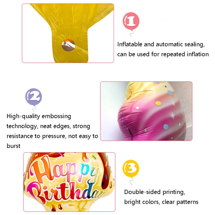 10 PCS 5050 Large Ice Cream Aluminum Balloon Children Birthday Party Atmosphere Decorative Balloon, Specification: Colorful Ice Cream - Balloons by PMC Jewellery | Online Shopping South Africa | PMC Jewellery