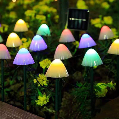 3.8m 10 LEDs Solar Mushroom Lawn Light Outdoor Waterproof Garden Villa Landscape Decorative String Lights(Colorful Light) - Holiday Lights by PMC Jewellery | Online Shopping South Africa | PMC Jewellery