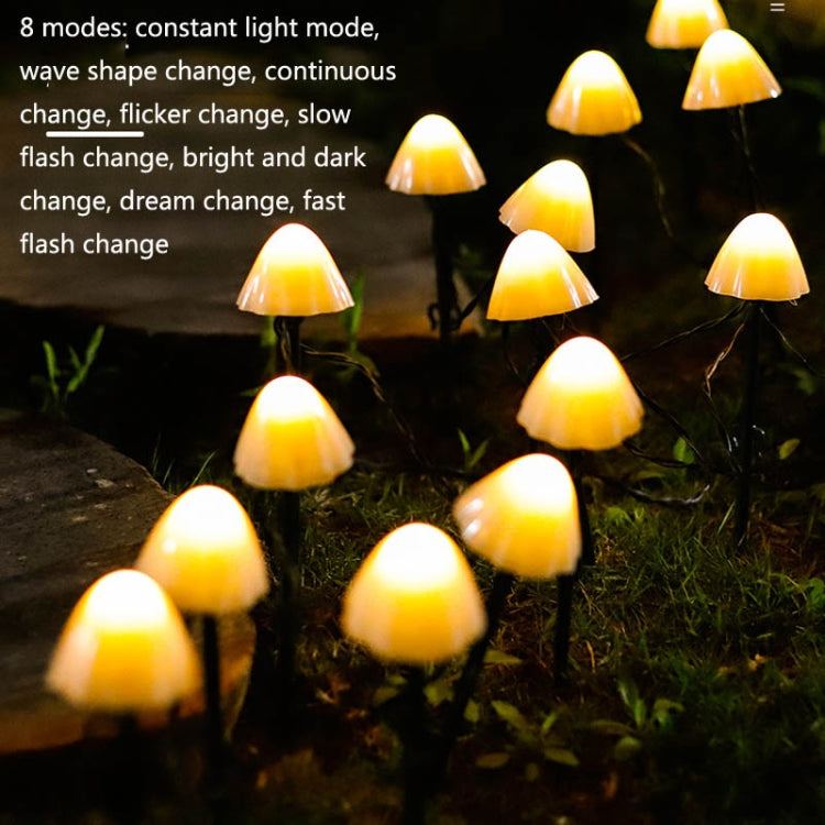 5m 20 LEDs Solar Mushroom Lawn Light Outdoor Waterproof Garden Villa Landscape Decorative String Lights(Warm White Light) - Holiday Lights by PMC Jewellery | Online Shopping South Africa | PMC Jewellery