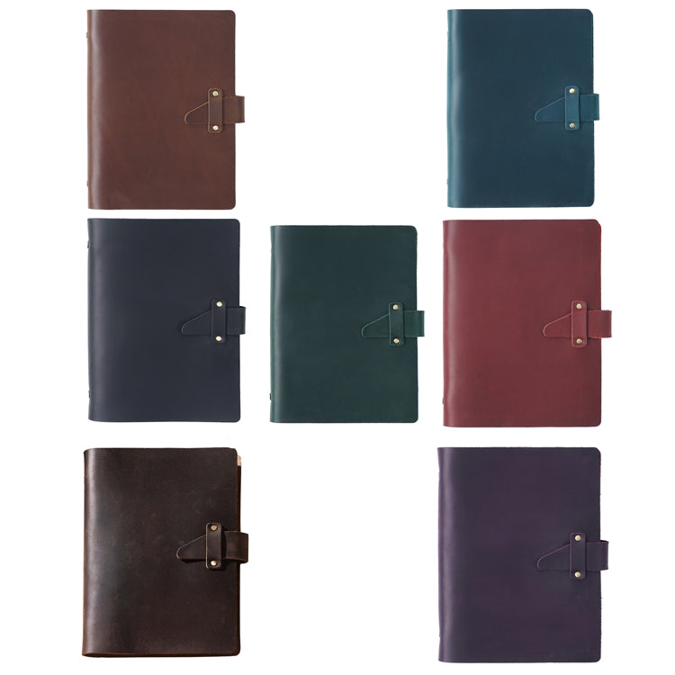 A5 Cowhide Retro Loose-Leaf Notebook Diary Office Business Simple Notepad Crazy Horse Leather Handbook(Ink Green) - Notebooks by PMC Jewellery | Online Shopping South Africa | PMC Jewellery