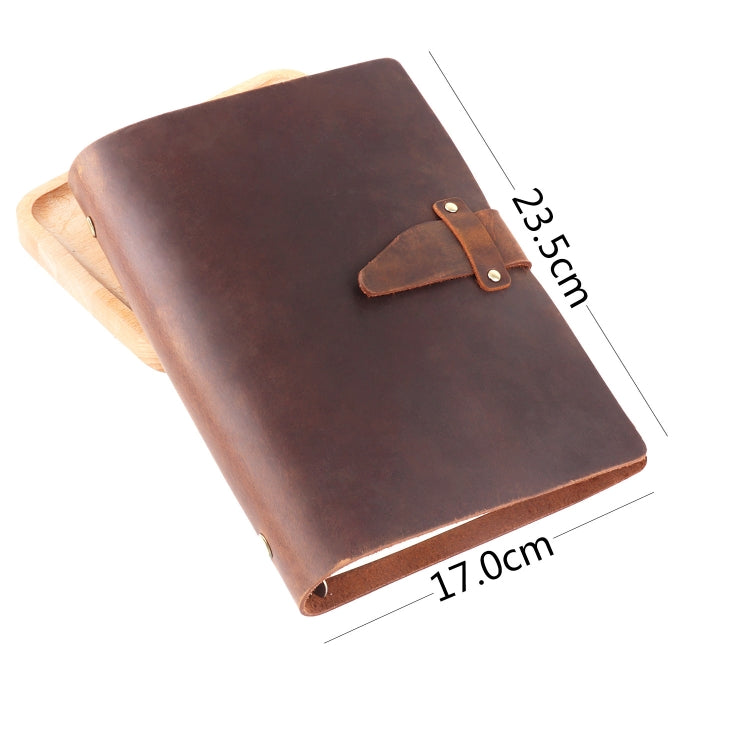 A5 Cowhide Retro Loose-Leaf Notebook Diary Office Business Simple Notepad Crazy Horse Leather Handbook(Black) - Notebooks by PMC Jewellery | Online Shopping South Africa | PMC Jewellery