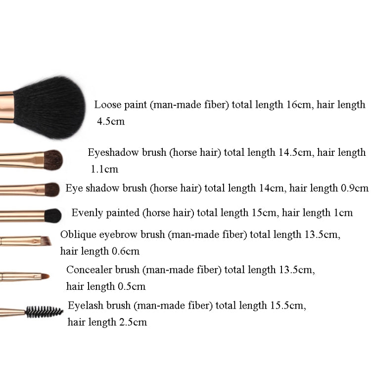 ZOREYA 7-In-1 Makeup Brush Set Brush Blush Brush Foundation Brush With Makeup Brush Bag(Old Pink) - Makeup Brushes by PMC Jewellery | Online Shopping South Africa | PMC Jewellery