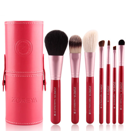 ZOREYA 7-In-1 Portable Bucket Makeup Brush Set For Beginners Makeup Bucket Brush, Exterior color: Red - Makeup Brushes by PMC Jewellery | Online Shopping South Africa | PMC Jewellery