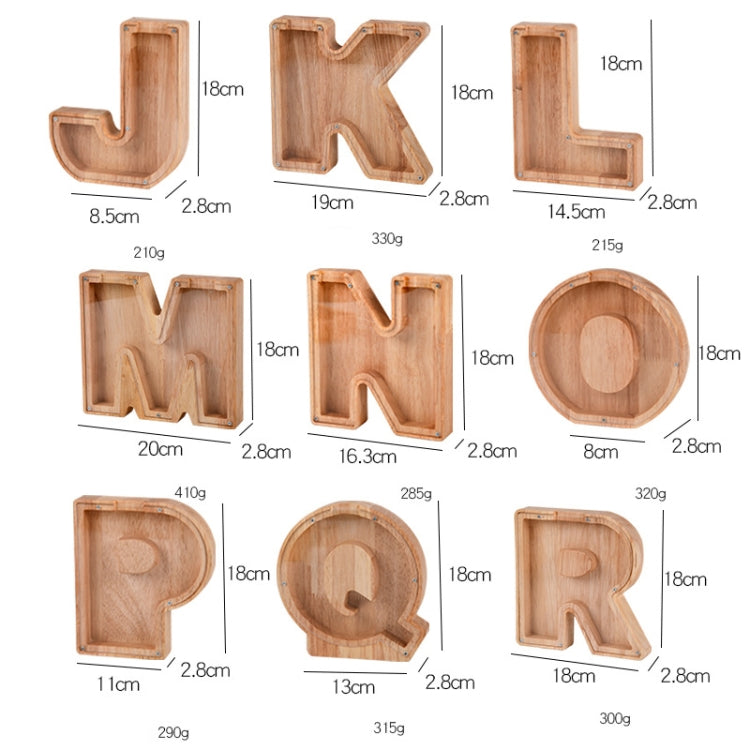 Wooden English Alphabet Piggy Bank Transparent Acrylic Piggy Bank(K) - Piggy Banks by PMC Jewellery | Online Shopping South Africa | PMC Jewellery