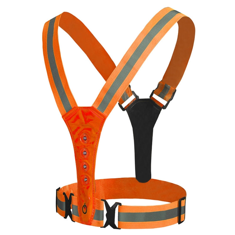 LED Reflective Vest High Stretch Outdoor Reflective Vest Traffic Safety Reflective Clothing(Orange) - Reflective Safety Clothing by PMC TechLife | Online Shopping South Africa | PMC TechLife | Buy Now Pay Later Mobicred