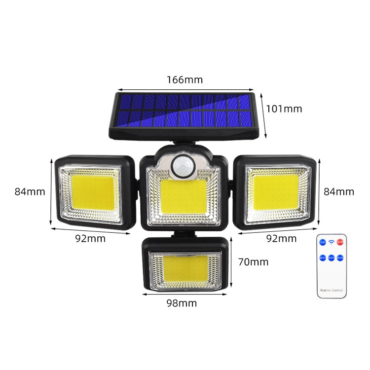 TG-TY085 Solar 4-Head Rotatable Wall Light with Remote Control Body Sensing Outdoor Waterproof Garden Lamp, Style: 192 COB Integrated - With Solar Panel by PMC Jewellery | Online Shopping South Africa | PMC Jewellery