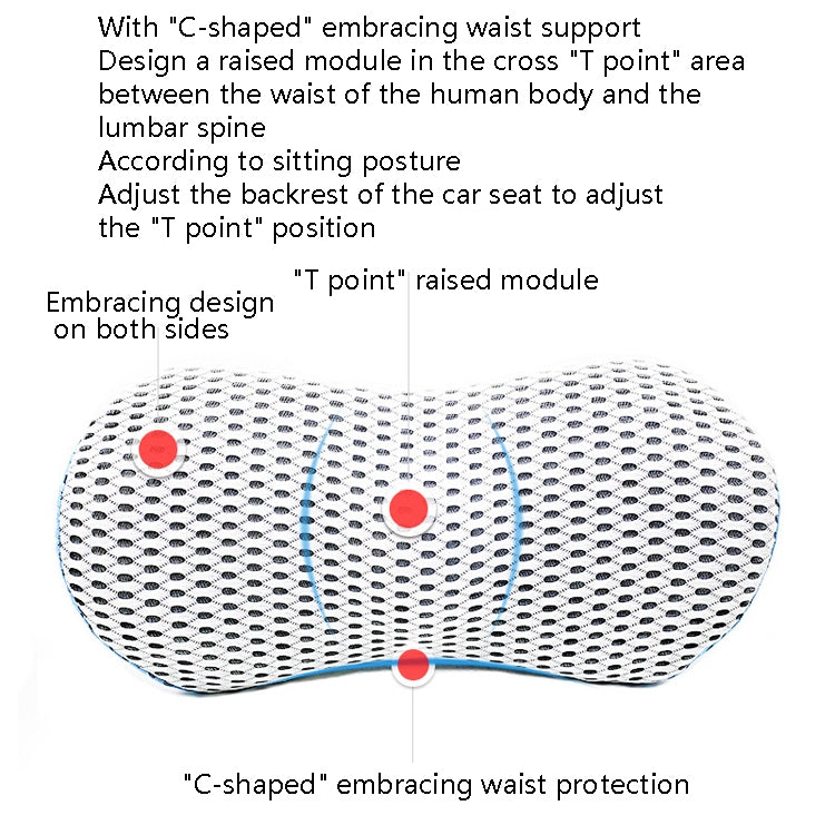 Car Supplies Lumbar Support Memory Foam Car Backrest Lumbar Cushion Seat Cushion Lumbar Pillow, Colour: 4D Grid Blue - Seat Accessories by PMC Jewellery | Online Shopping South Africa | PMC Jewellery