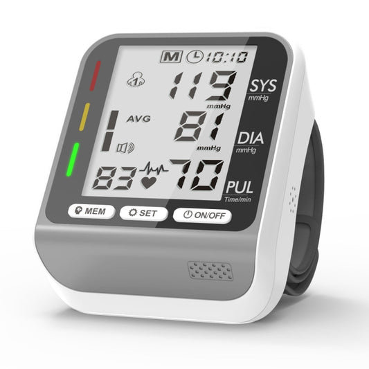 JZ-253A Automatic Electronic Sphygmomanometer Smart Wrist Type Indicator Blood Pressure Meter, Shape: No Voice Broadcast(Silver White) - Sphygmomanometer by PMC Jewellery | Online Shopping South Africa | PMC Jewellery