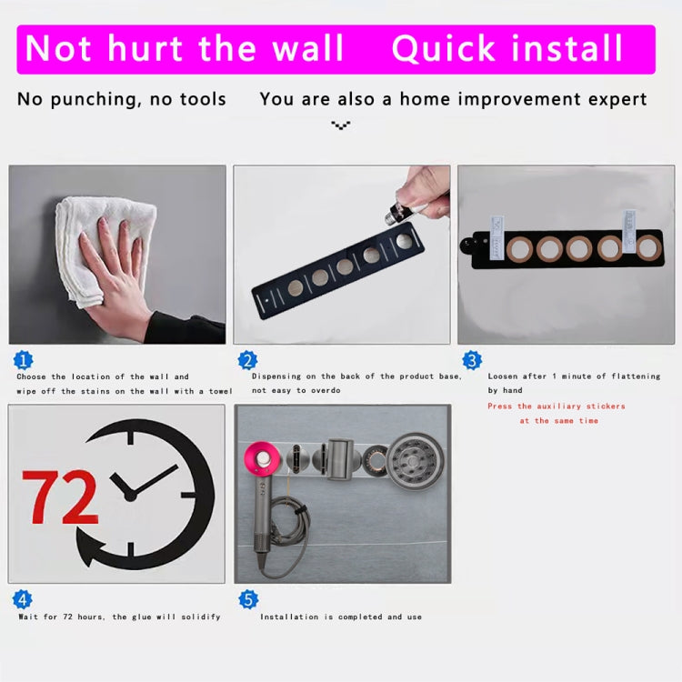 JD01 Punch-Free Hange Acrylic Hair Dryer Storage Bracket For Dyson Hair Dryer(Black) - free shipping - PMC TechLife - Order now!