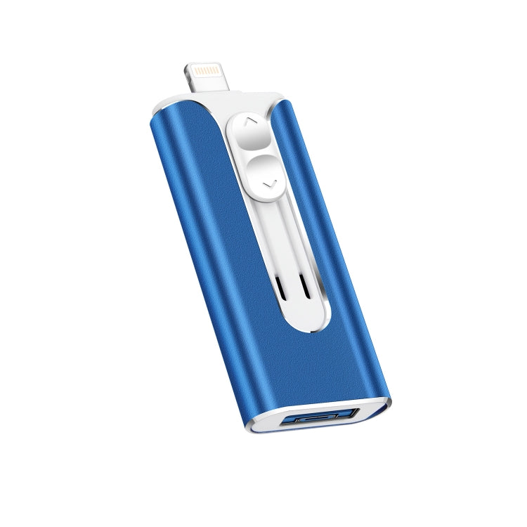 64GB Micro USB + 8 Pin + USB 2.0 3 in 1 Mobile Phone Computer U-Disk(Blue) - U Disk & Card Reader by PMC Jewellery | Online Shopping South Africa | PMC Jewellery