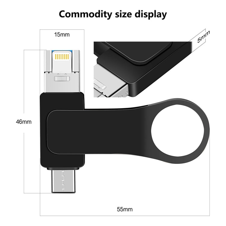 16GB USB 3.0 + 8 Pin + USB-C / Type-C 3 in 1 Mobile Computer Metal U-Disk(Silver) - U Disk & Card Reader by PMC Jewellery | Online Shopping South Africa | PMC Jewellery