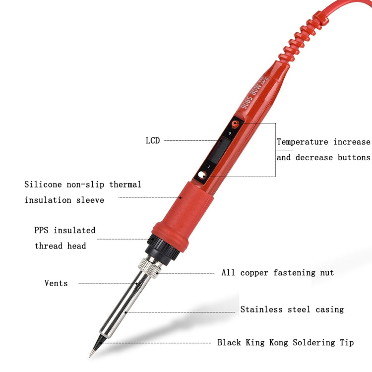 Metallic LCD Temperature Regulating Soldering Iron And Soldering Iron Tip Set Electric Soldering Iron Welding Tool(110V US Plug Black Head Black) - Soldering Iron Set by PMC TechLife | Online Shopping South Africa | PMC TechLife