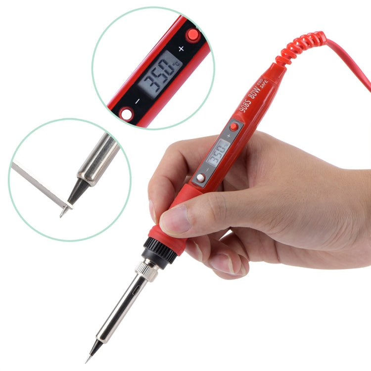 Metallic LCD Temperature Regulating Soldering Iron And Soldering Iron Tip Set Electric Soldering Iron Welding Tool(220V EU Plug Silver Head  Black) - Soldering Iron Set by PMC Jewellery | Online Shopping South Africa | PMC Jewellery