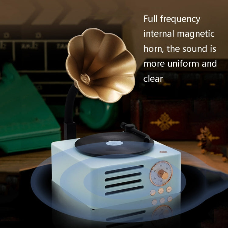 T15 Petunia Retro Vinyl Record Player Wireless Multifunction Mini Bluetooth Audio(Blue) - Mini Speaker by PMC TechLife | Online Shopping South Africa | PMC TechLife