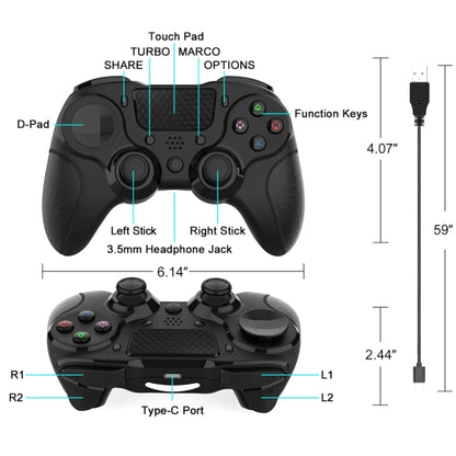 MB-P913 PC Six-Axis Somatosensory Back Key Programming Dual Vibration Bluetooth Gamepad For PS4 Pro(Red Black) - Gamepads by PMC Jewellery | Online Shopping South Africa | PMC Jewellery