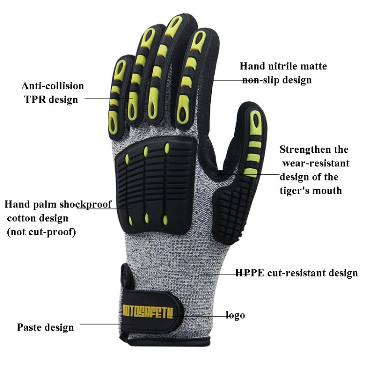 ROTOSAFETY RZT-HFZ20 Shock-Proof Anti-Smashing Anti-Cutting Anti-Collision Gloves TPR Mechanical Maintenance Fire Rescue Miners Mining Anti-Stab Gloves, Size: L - Workplace Safety Supplies by PMC Jewellery | Online Shopping South Africa | PMC Jewellery