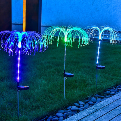 Solar Fiber Optic Jellyfish Lamp Lawn Ground Plug LED Lamp Outdoor Garden Decoration Lamp(Colorful Light) - With Solar Panel by PMC Jewellery | Online Shopping South Africa | PMC Jewellery