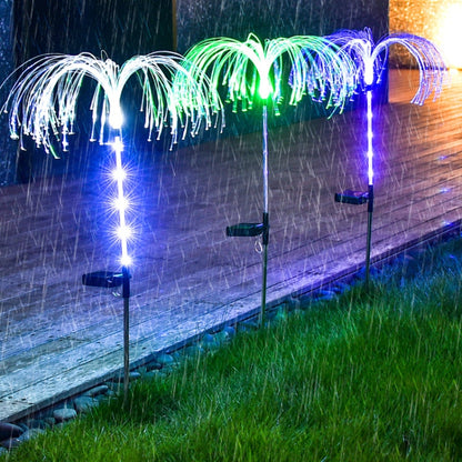 Solar Fiber Optic Jellyfish Lamp Lawn Ground Plug LED Lamp Outdoor Garden Decoration Lamp(Colorful Light) - With Solar Panel by PMC Jewellery | Online Shopping South Africa | PMC Jewellery