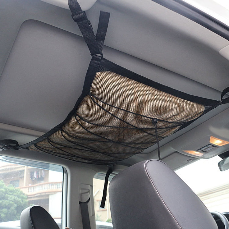 Car Ceiling Storage Net Bag Draw Rope Double-Layer Zipper Car Storage Net Pocket(80x55cm) - Stowing Tidying by PMC Jewellery | Online Shopping South Africa | PMC Jewellery