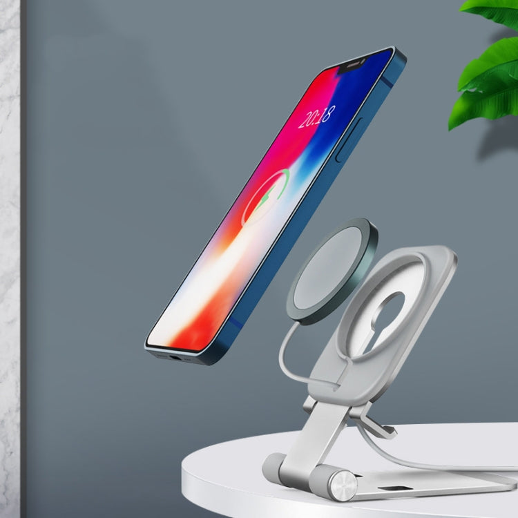 Magsafe Wireless Charging Stand Aluminum Alloy Folding Desktop Live Bracket(Dark Gray) - Desktop Holder by PMC TechLife | Online Shopping South Africa | PMC TechLife