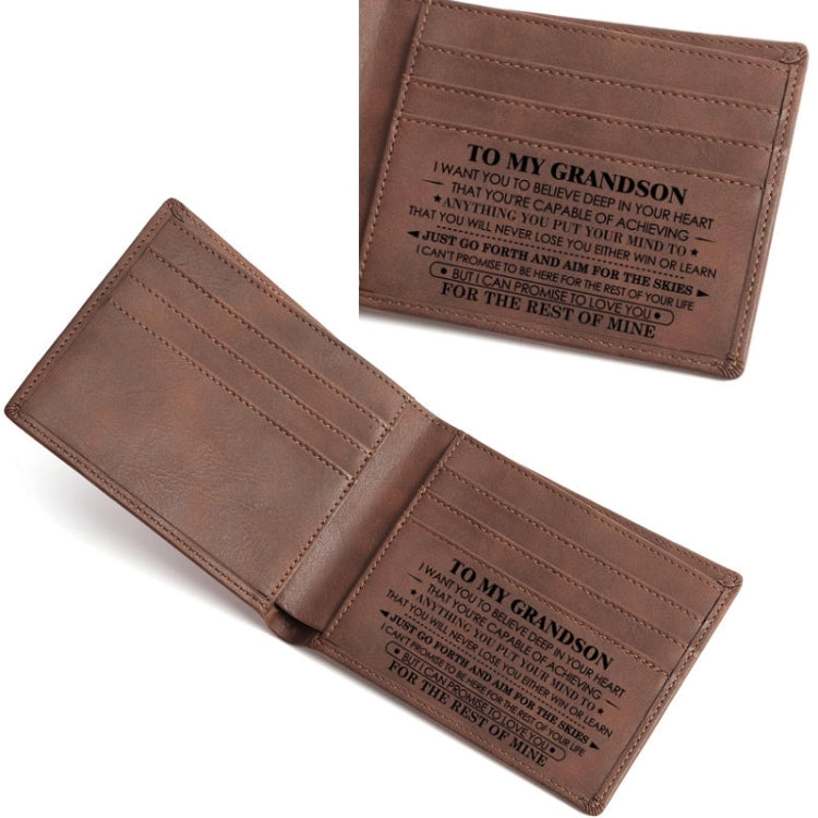 Vintage PU Leather Men Lettering Wallet(02 To Grandson) - Wallets by PMC Jewellery | Online Shopping South Africa | PMC Jewellery