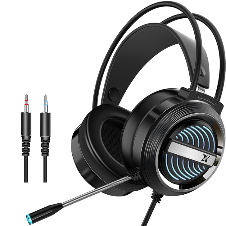 Heir Audio Head-Mounted Gaming Wired Headset With Microphone, Colour: X9S Double Hole (Black) - Multimedia Headset by Heir Audio | Online Shopping South Africa | PMC Jewellery