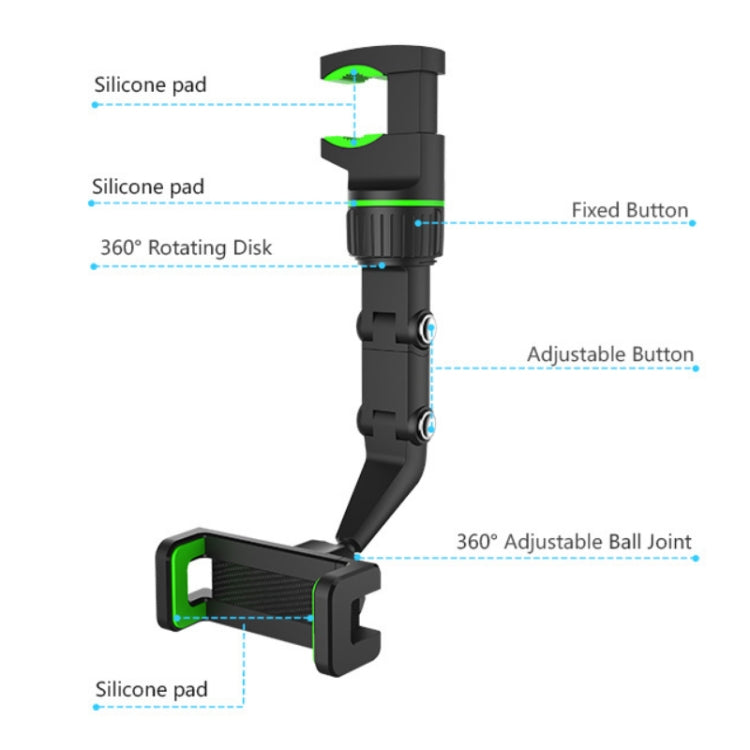 Multifunctional Vehicle-mounted Video Shooting Rearview Mirror Bracket(Green) - Car Holders by PMC TechLife | Online Shopping South Africa | PMC TechLife