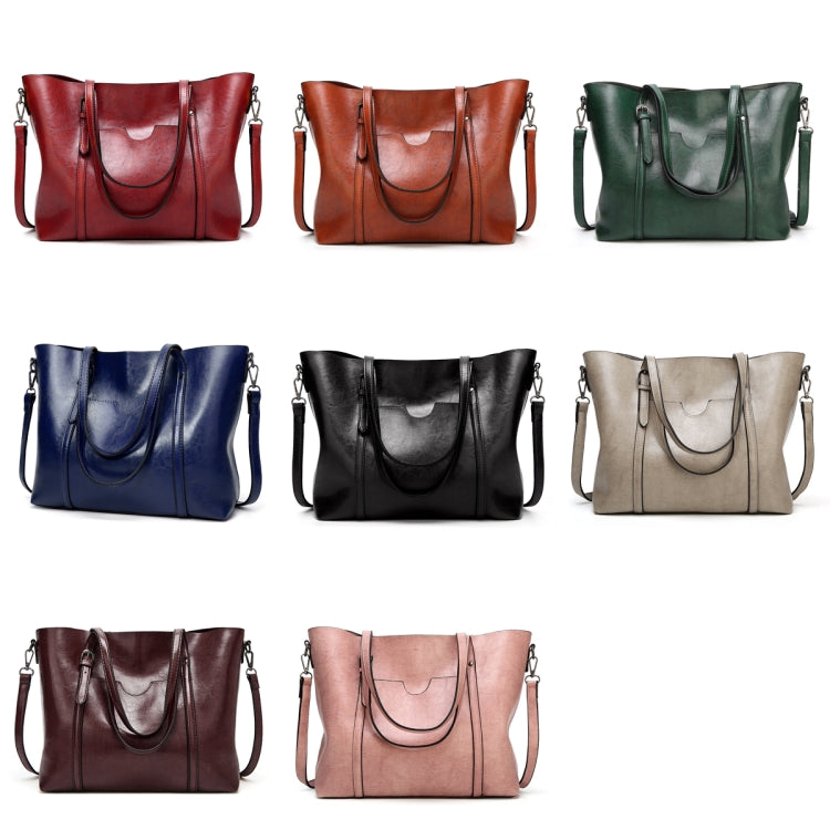 888-G9 Oil Wax Leather All-Match Fashion Handbag(Navy Blue) - Handbags by PMC TechLife | Online Shopping South Africa | PMC TechLife