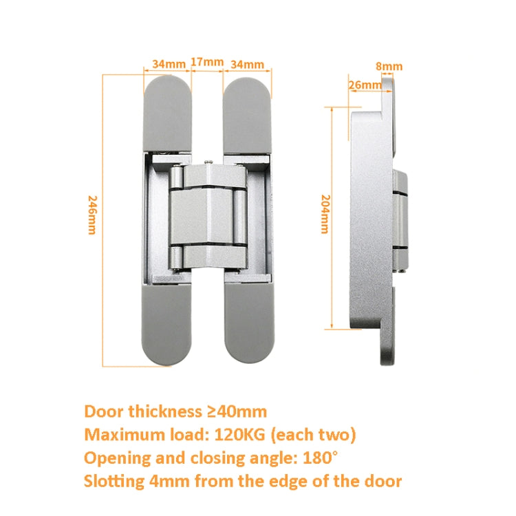 Three-Dimensional Adjustable Cross Hinge Folding Door Concealed Hinge, Specification: No. 5 Sand Silver 120kg - Furniture Accessories by PMC Jewellery | Online Shopping South Africa | PMC Jewellery