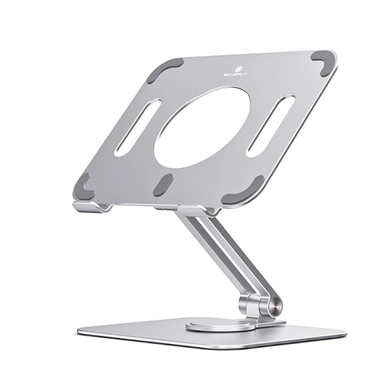 Boneruy L04mini 360 Degree Rotating Aluminum Alloy Tablet Laptop Holder(Silver) - Desktop Holder by BONERUY | Online Shopping South Africa | PMC Jewellery