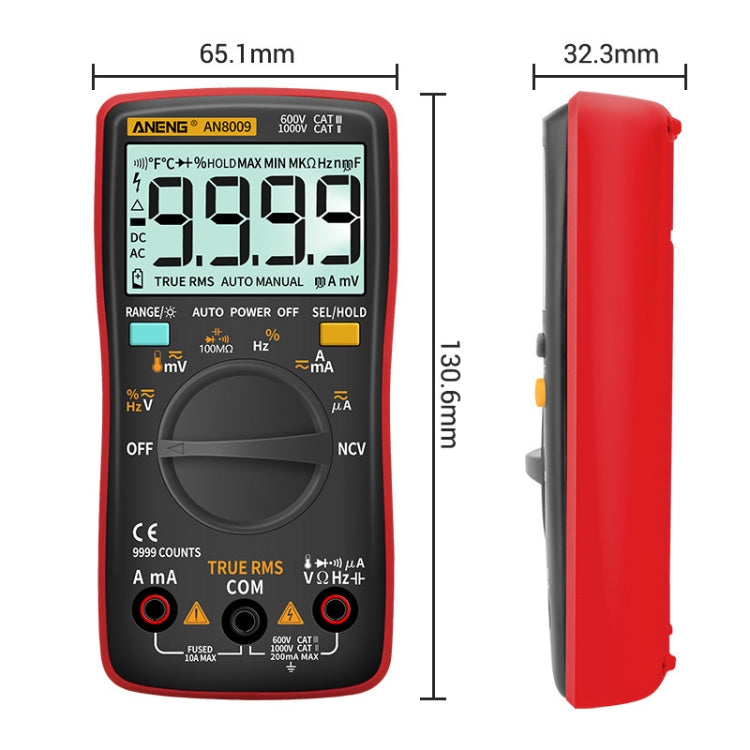 ANENG AN8009 NVC Digital Display Multimeter, Specification: Standard(Red) - free shipping - PMC TechLife - Order now!
