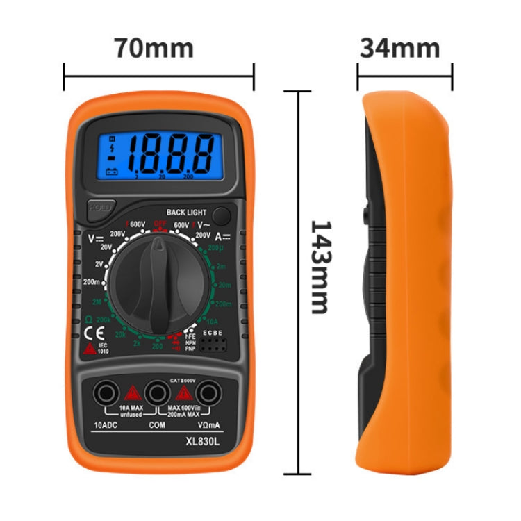 ANENG XL830L Multi-Function Digital Display High-Precision Digital Multimeter, Specification: Standard+10A Extra Tip Pen(Orange) - free shipping - PMC TechLife - Order now!