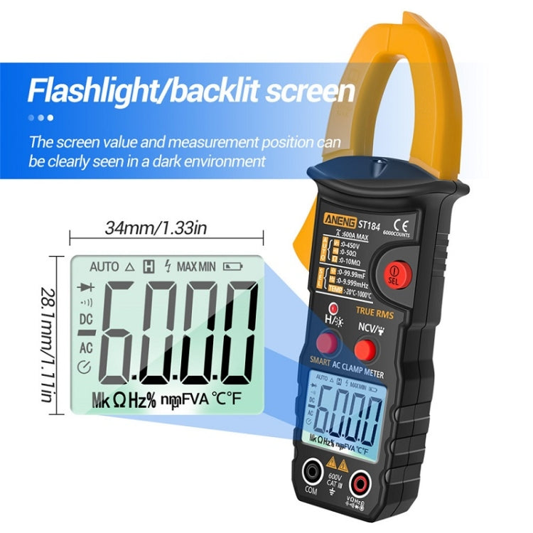 ANENG ST184 Automatically Identify Clamp-On Smart Digital Multimeter(Red) - free shipping - PMC TechLife - Order now!