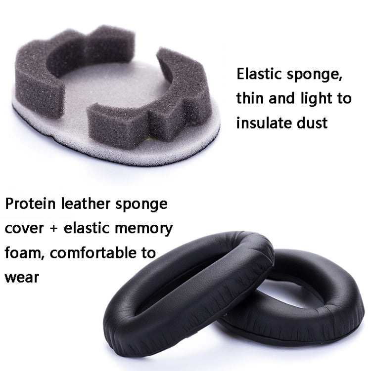 2 PCS Leather Headset Earmuffs for Sony 1000XM4 Black Lambskin No Snap - Earmuff & Pad by PMC TechLife | Online Shopping South Africa | PMC TechLife